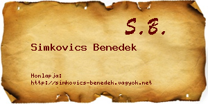 Simkovics Benedek névjegykártya
